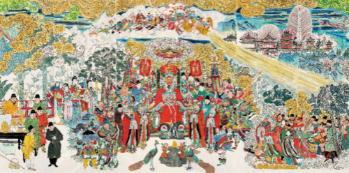 临汾画家梅莹临摹完成广胜寺壁画
